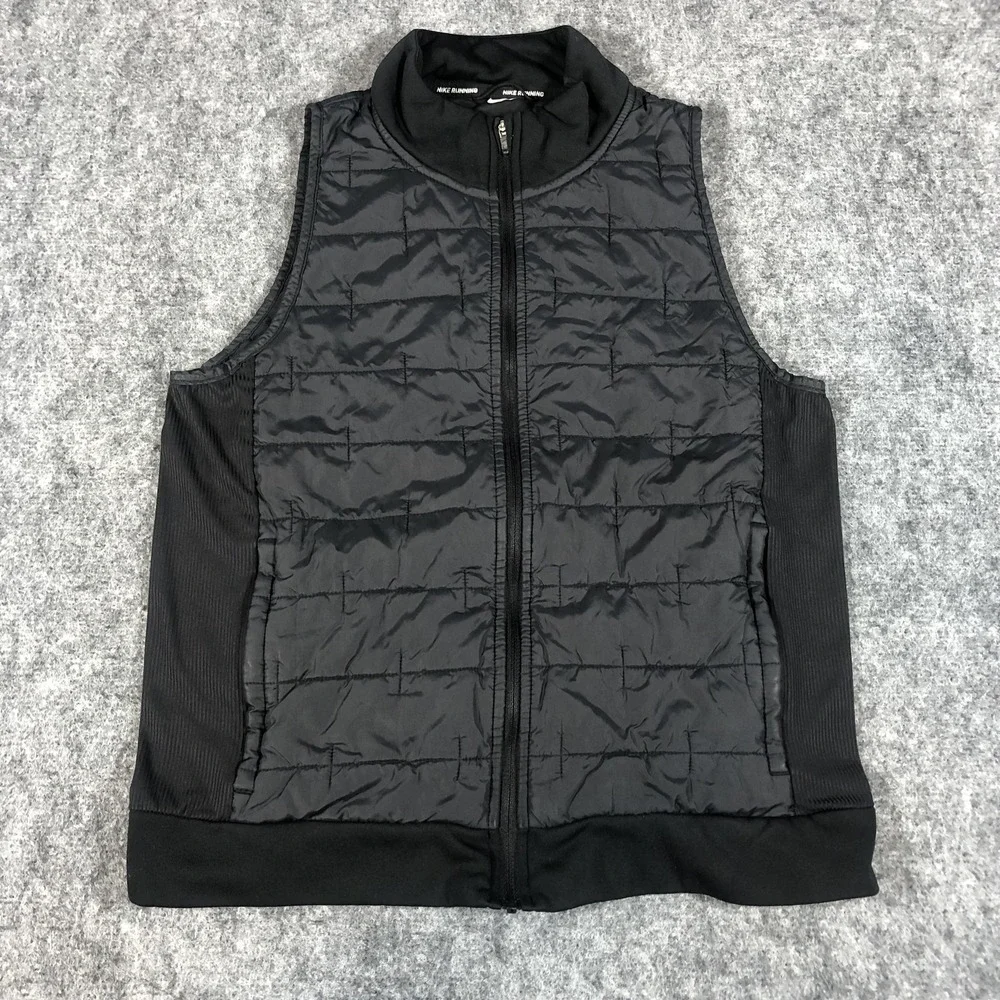 Nike Therma-Fit Running Vest Wome's Small Black Quilted‎ Zip Pockets Insulated
